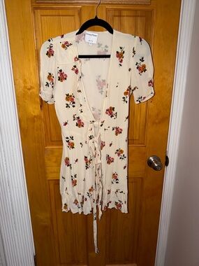 Privacy Please Cream Floral Mini Dress with Pink and Yellow Roses